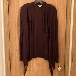 Womens knit sweater with tassels. Size small. Brown